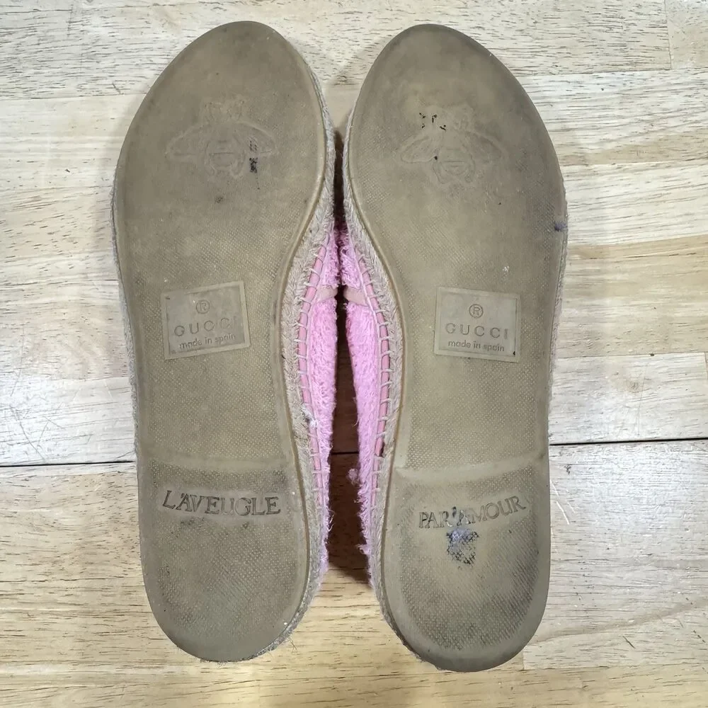 Gucci Monogram Espadrilles Terry Cotton Pink 41/US11 Loafers Preppy Coastal EUC
